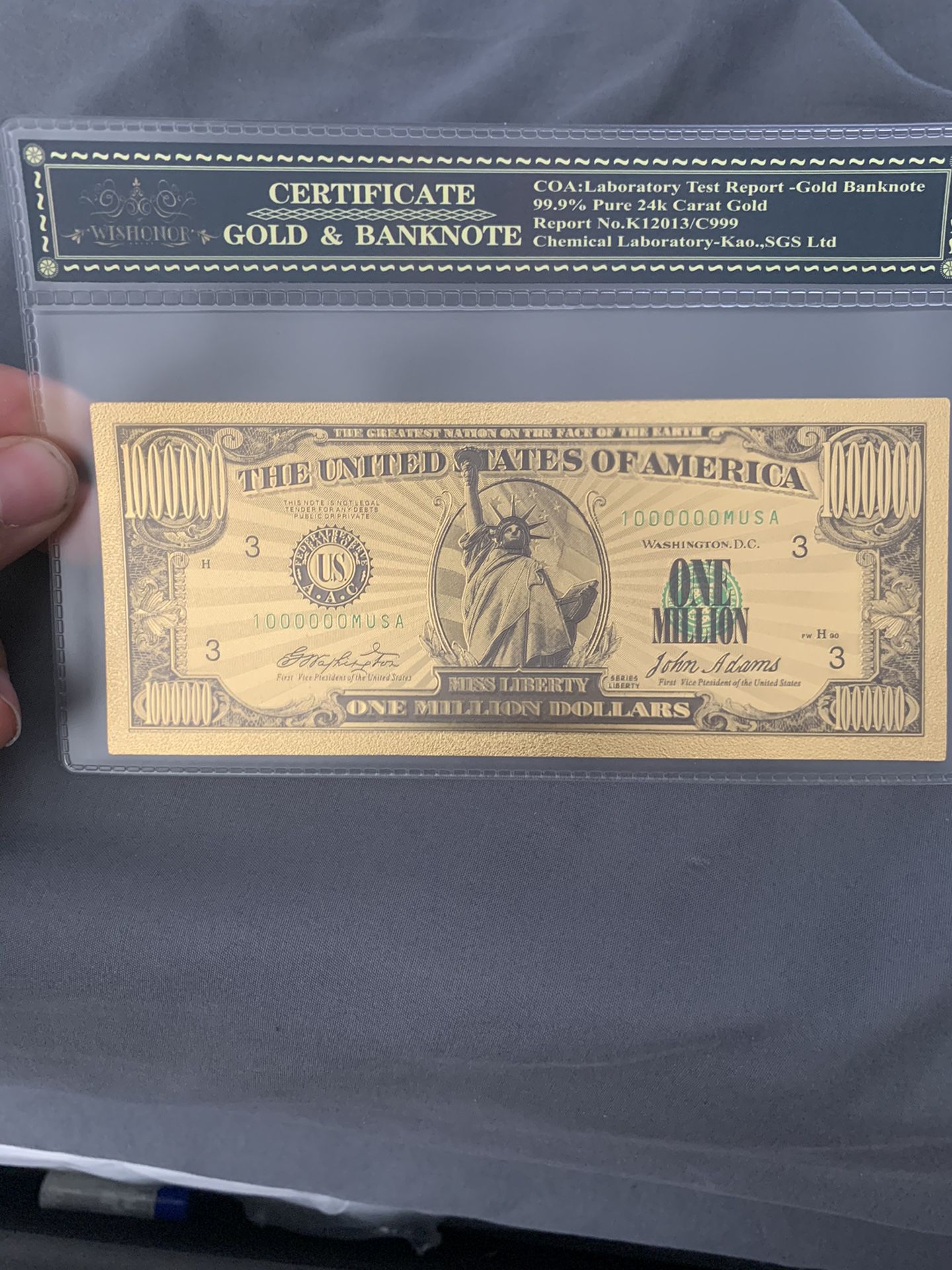 1 Million Dollar Gold Banknote
