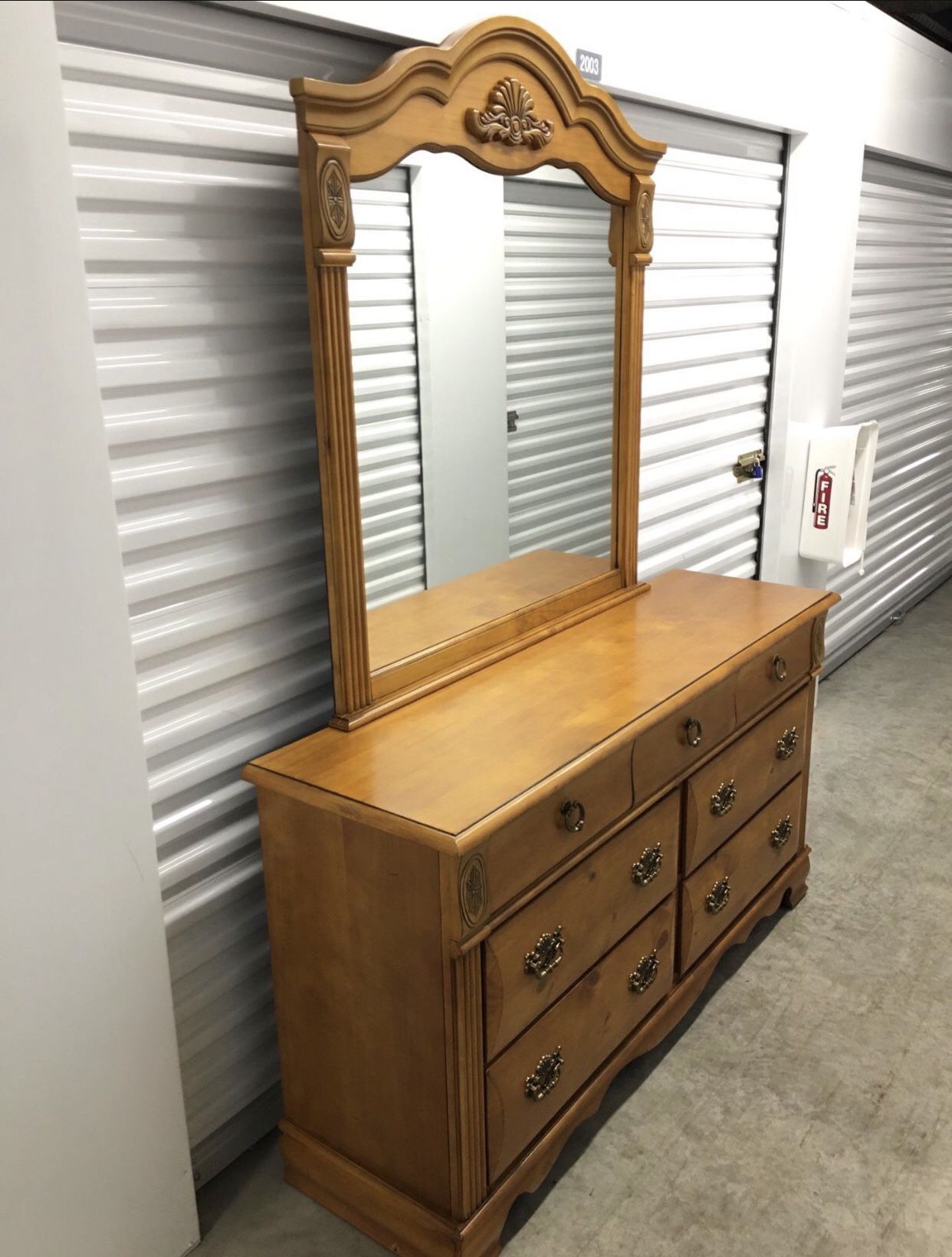 7 Drawer Dresser Mirror Natural Wood Like New Classic Vintage Furniture for Bedroom Set  