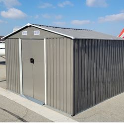 (New in box need assemble) 6’ L x 8’ W x 6.3’ H Metal Storage Shed Outdoor Garden Backyard 6x8 Storage.