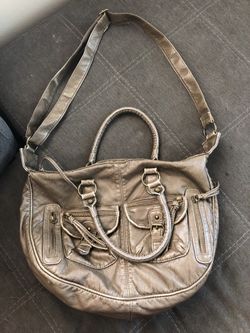 Gray faux leather bag