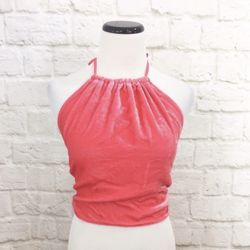 Echo coral velvet halter top