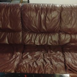Maroon Leather Couch 