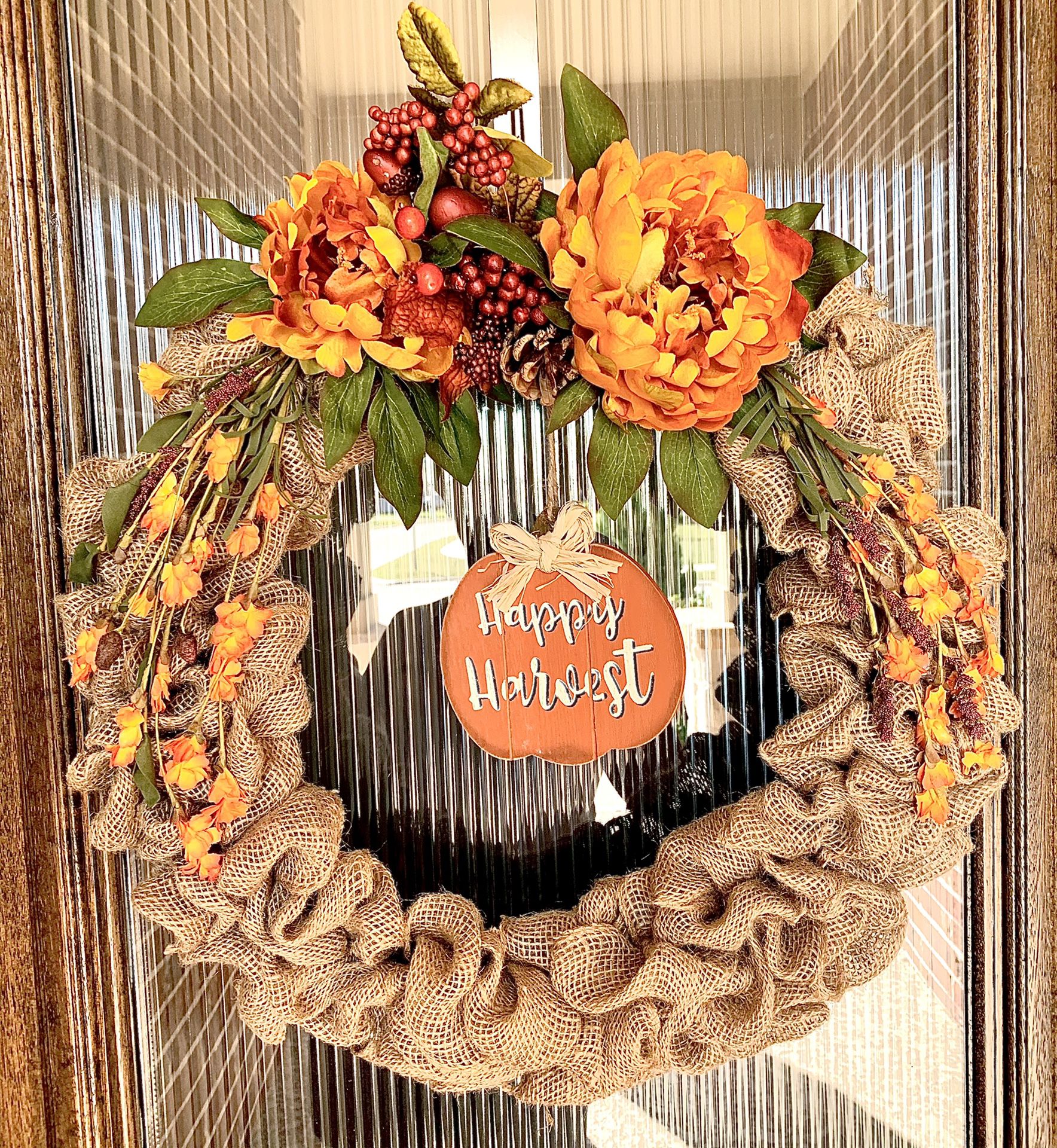 New 18” Fall Burlap Wreath