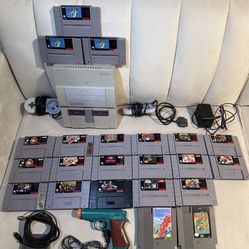 Super Nintendo SNES Bundle – Console (Serviced w/Warranty), Controllers, Zapper & 20 Games
