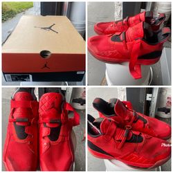 Slightly used Jordan Mens 15 Red and black trim…. only 50$