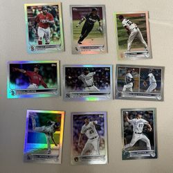 Baseball Card Lot 9 Silver Rainbow Foil Topps 2022