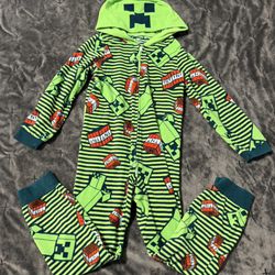Boys Size 8 Minecraft Hooded Onesie Pajamas
