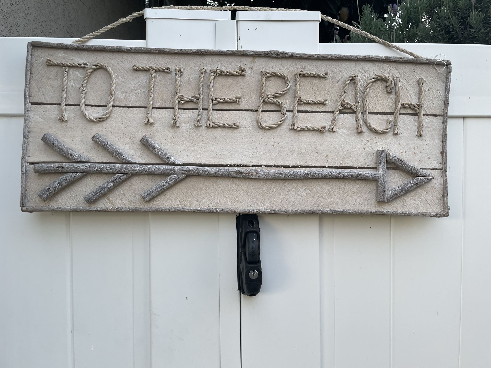 “To The Beach” Arrow Hanging 3D Wood Sign Handmade Unique