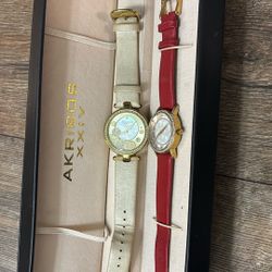 Akribos XXIV women's watches with leather bands, presented in a gift box