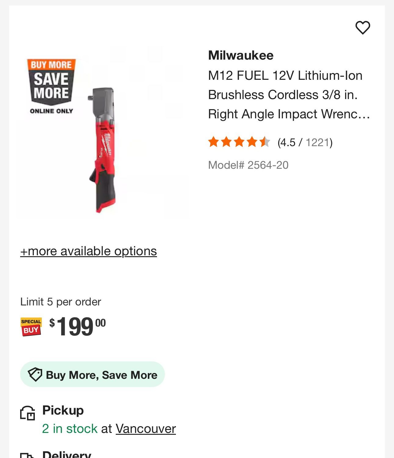 Milwaukee M12 FUEL 3/8” Right Angle Impact Wrench W Friction Ring