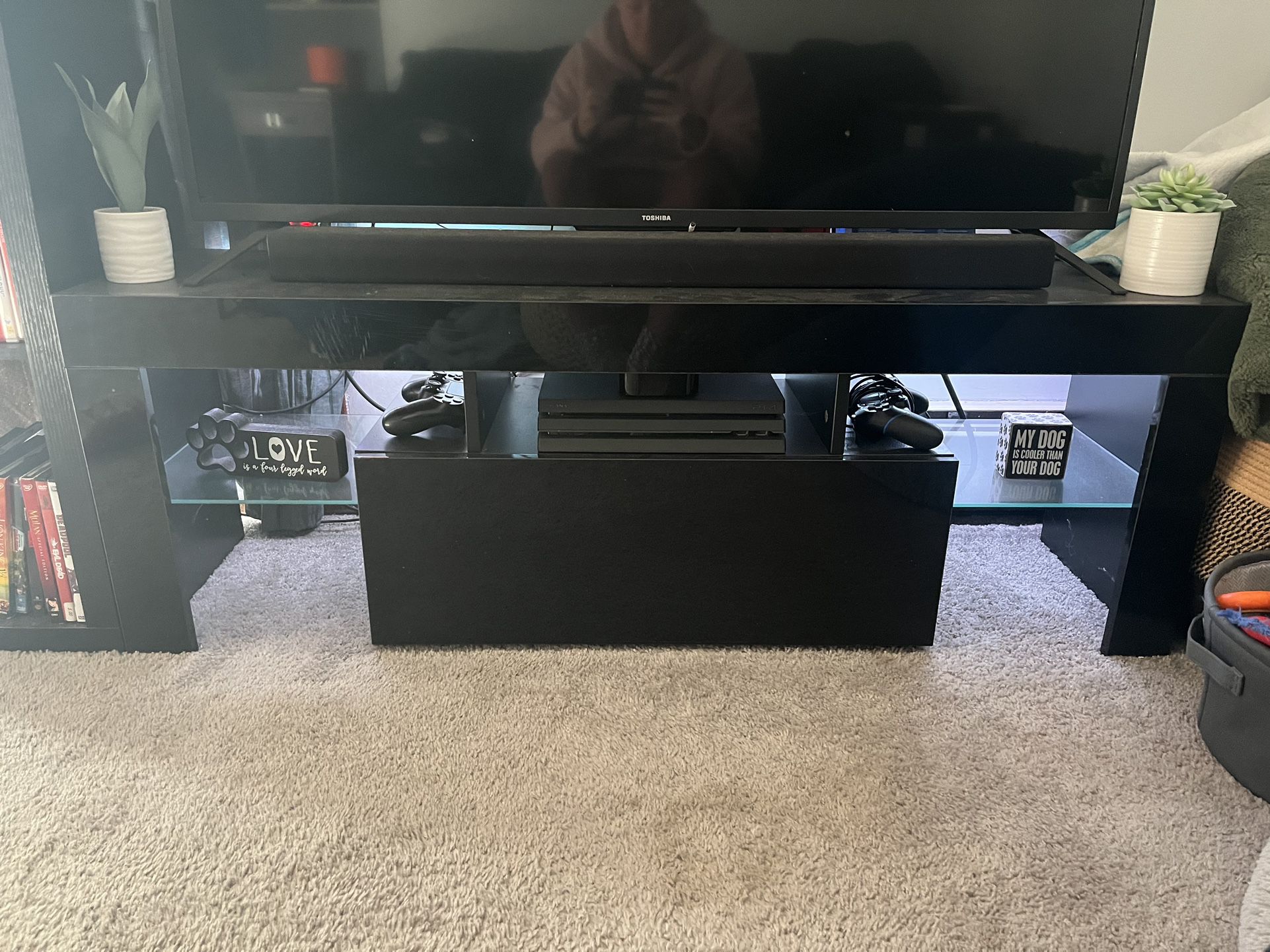 TV Stand with LED Lights and Remote 
