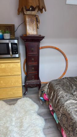 Red Rose Side Stand Hand Carved! VTG 