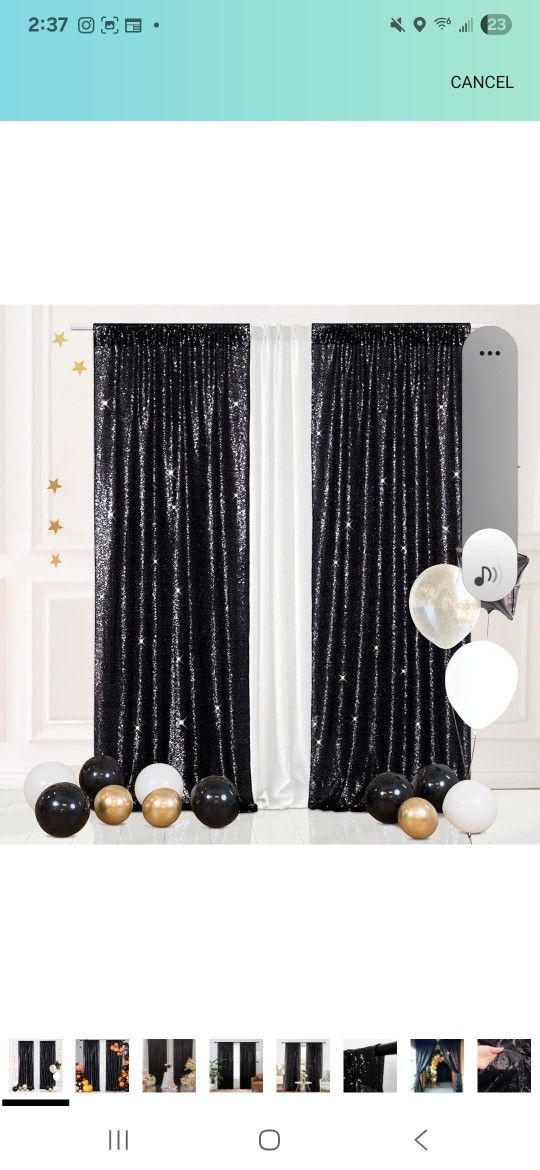 Eternal Beauty Black Sequin Backdrop Curtains, Shimmer Back Drop 2Panels-2FTx8FT for Christmas, Party, Birthday, Photography, Wedding, Baby Shower Eve