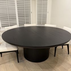 Restoration Hardware round black dining table