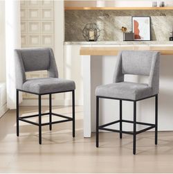 SET OF 2 Jenie Upholstered 26.4” Counter Stools with Metal Frame- brand new