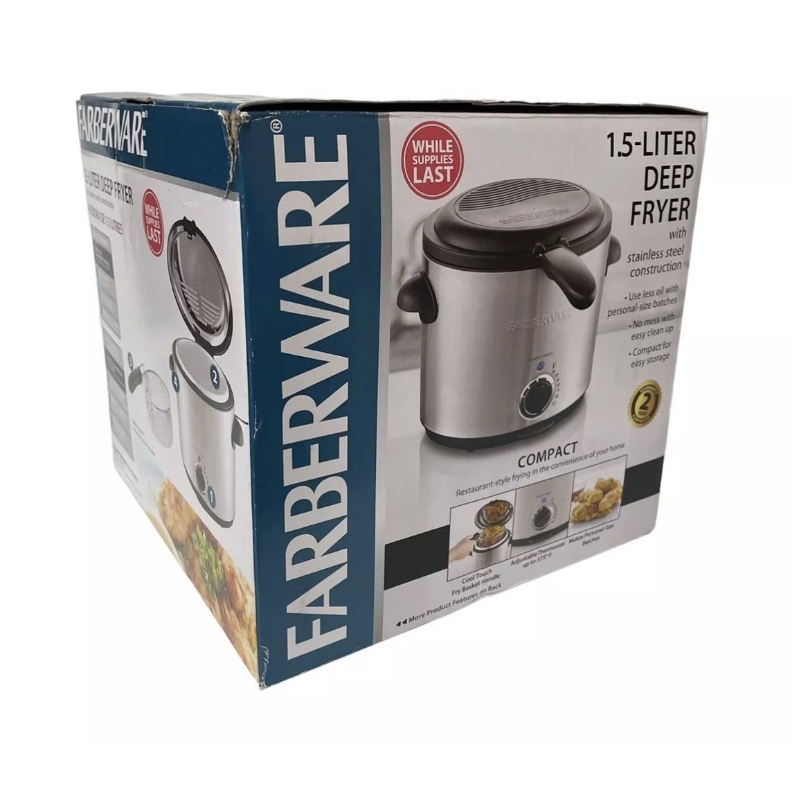 Farberware Deep Fryer 1.5 Liter Compact Stainless Steel Brand New In Box
