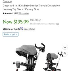 6 in 1 Kids Baby Stroller Tricycle  Adjustable Push Handle Brand New $100