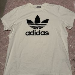 Adult White Black Adidas Large Short Sleeved Shirt 