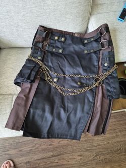 Black and Brown Utility Kilt with Chains