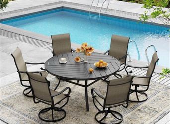 7-Piece Outdoor Patio Dining Set round table