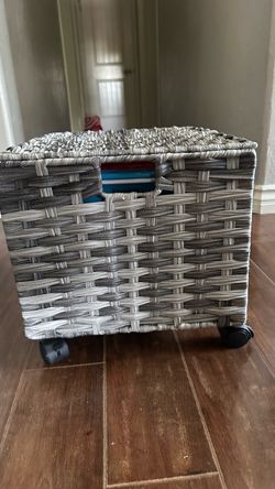 Wicker file box on wheels