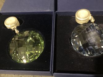 Swarovsky crystals: Windows ornaments green and blue $50 each