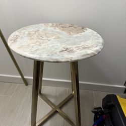 Marble And Gold Accent Side Table