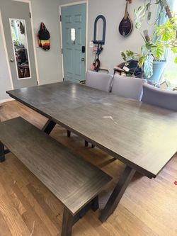Large dining table and chairs