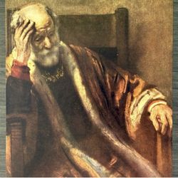 OLD MAN, 1652 REMBRANDT Original Vintage Fine Art 50’s Print USA Printed Antique Dutch Golden Age Painter Collectible Rare Ephemera