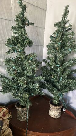 2 Christmas Trees With Lights, 3 Feet,Tall. $15 . For Both.the Lights Work.