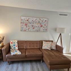 Leather couch with chaise