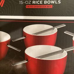 15-OZ RICE BOWLS WITH CHOPSTICK SET