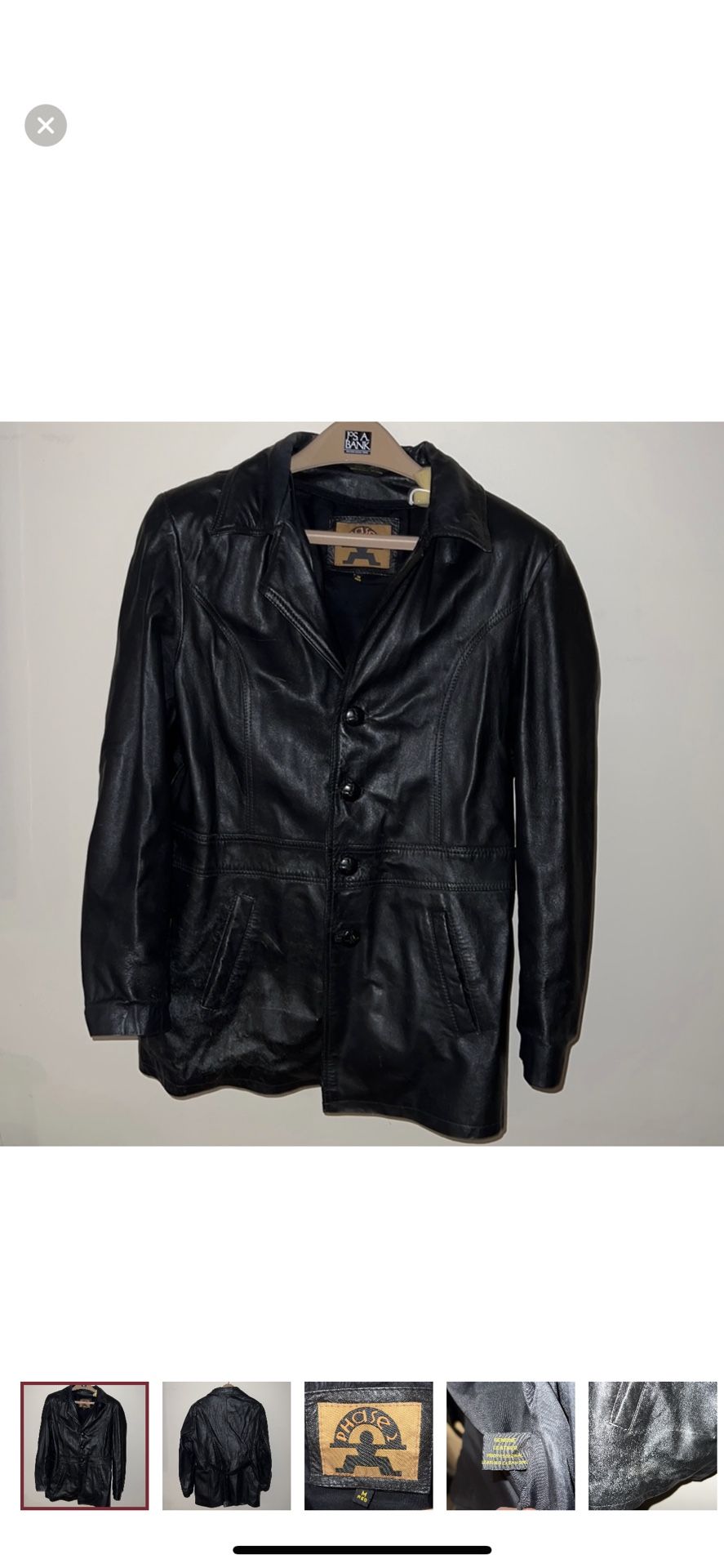 Vintage phase 2 men's genuine leather jacket black size M