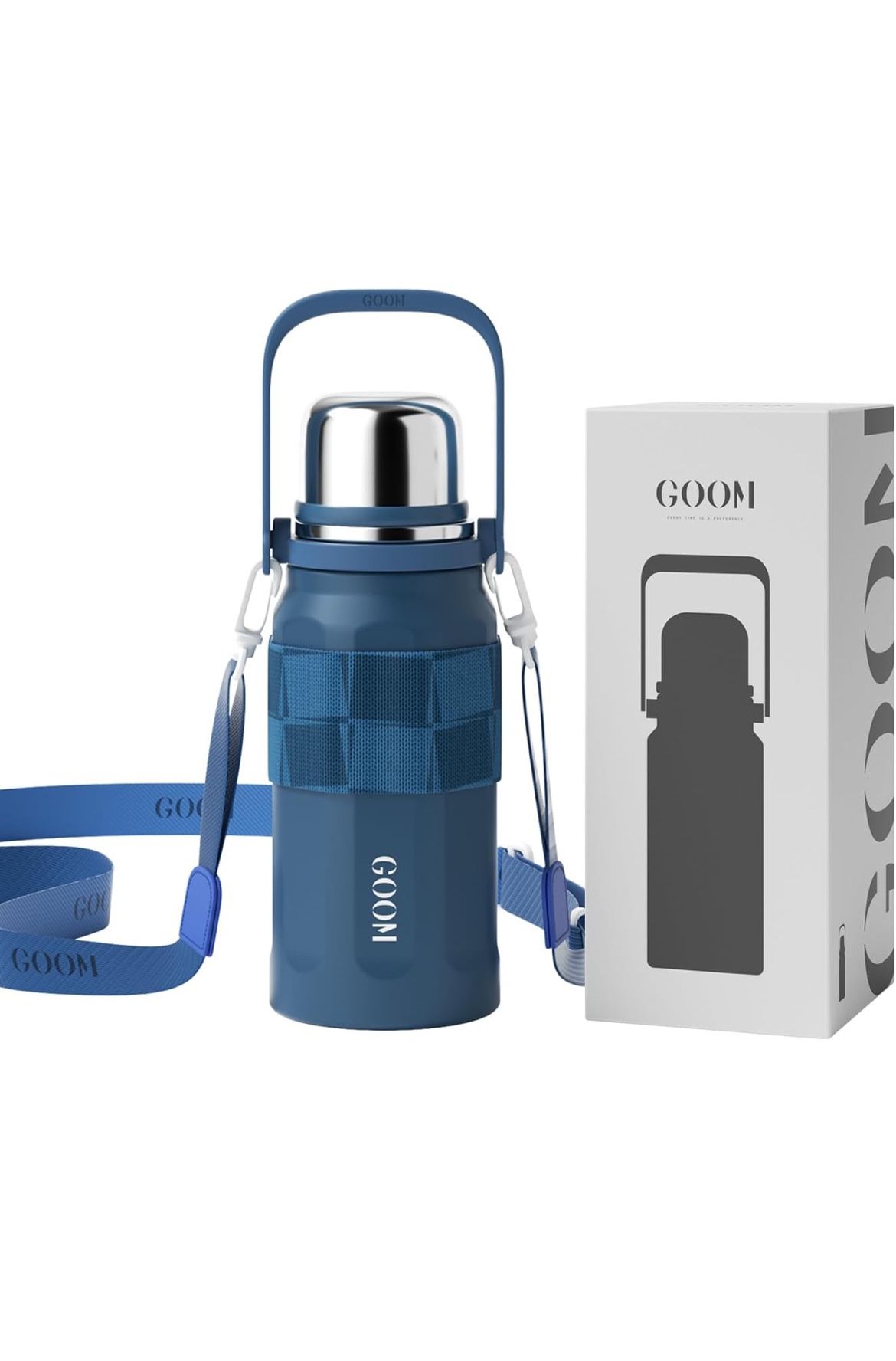 32 oz Water Bottles for Hot and Cold Drinks,18/10 Stainless Steel Insulated Water Bottle with Lid, Carrying Strap,Strainer,7-Layer Insulation,Wide Mou