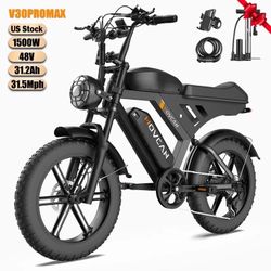 MOVCAN V30 Max Adult Electric Bike, 1500W Motor 32MPH, 20" Fat Tire Off-Road Ebike with Dual Battery 48V 31.2Ah, 120 Miles Long Range,