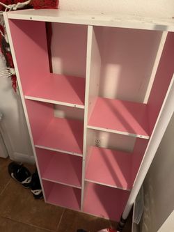 Pink 7 cubby shelf