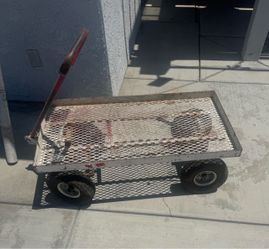 Heavy Duty Metal Flatbed Utility Wagon Cart