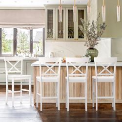 White Wood Counter Stool Set Of 3