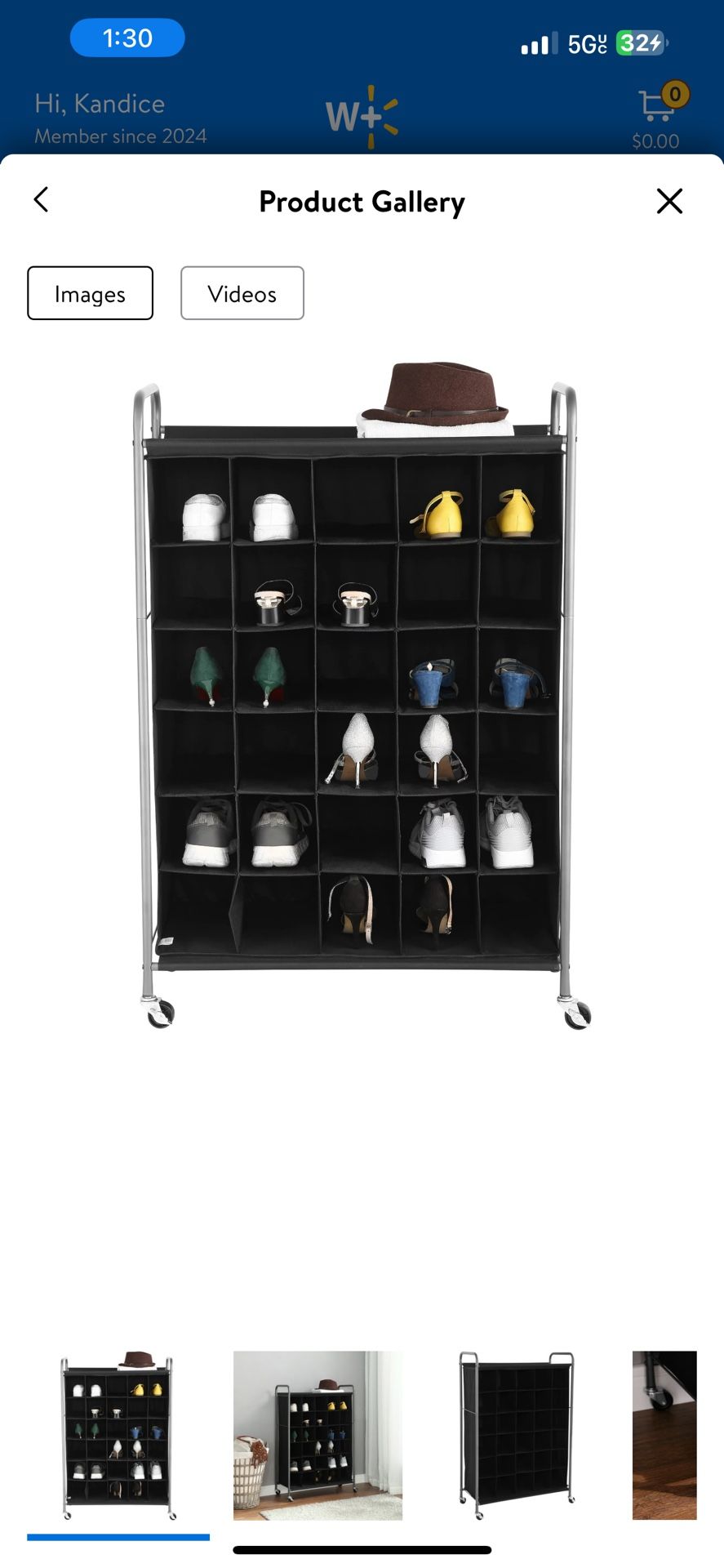 Mainstays rolling shoe rack - Like new