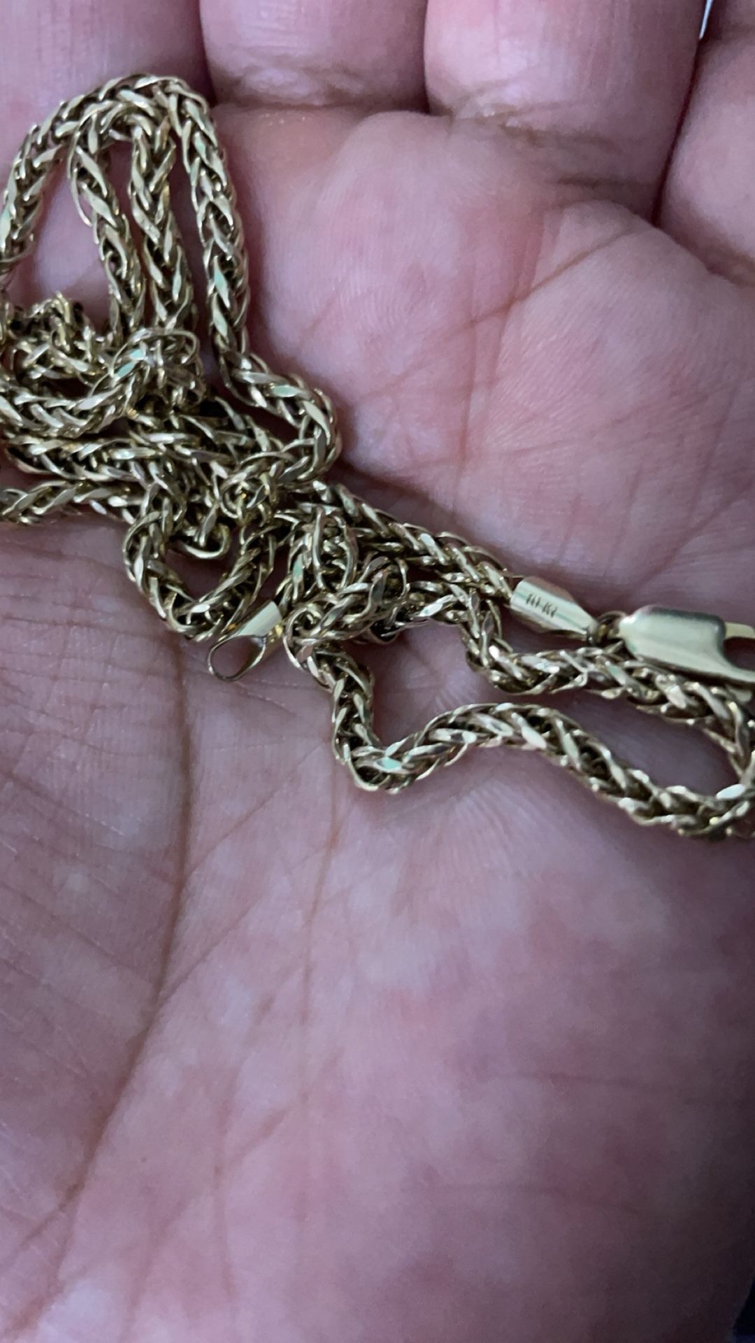 10K YELLOW GOLD Braided WHEAT LINK STYLE CHAIN NECKLACE UNISEX 3MM