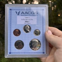 1969 S US Coins PR-67 AACGS | Rare Proof Set – Perfect Condition!