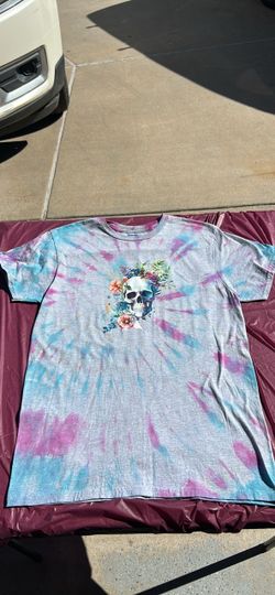 Tie-Dye Skull Floral Graphic T-Shirt