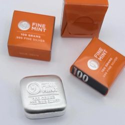 9 Fine Mint Bars / 100 Grams 999 Fine Silver 
