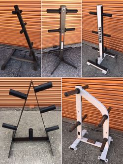 Huge Lot of Olympic & Standard Plate Trees & Racks