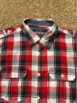 Ecko Unltd Authentic Classic Plaid Short Sleeve Button Up Shirt Mens Size Large