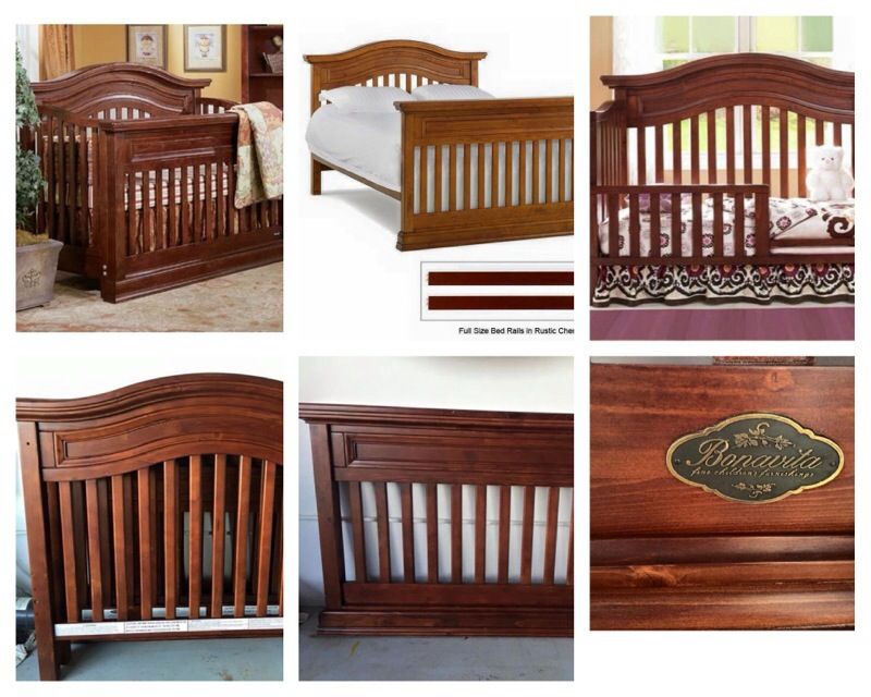 Bonavita Sheffield convertible crib, toddler bed, full size bed headboard and footboard. (Full size bed rail not included)