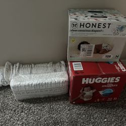 Newborn Diapers Huggies And Honest Brand 