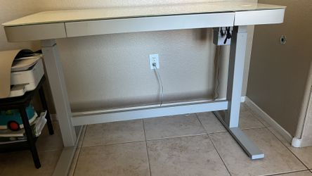 Adjustable Glass Top Desk