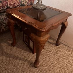 Wood/Glass Coffee Table With 2 End Tables 