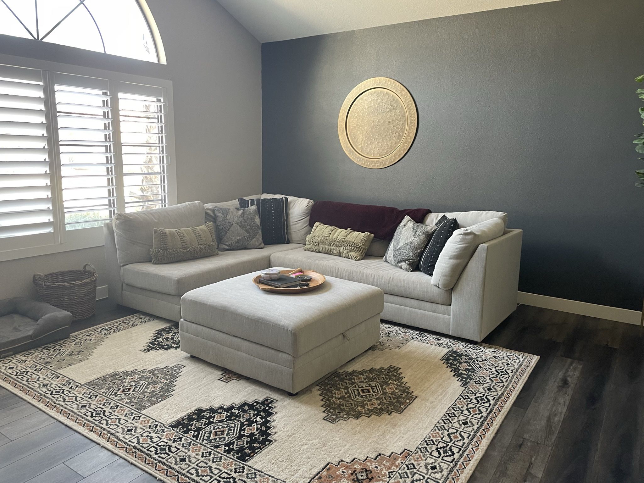 Modern Grey Couch And Ottoman- Clean